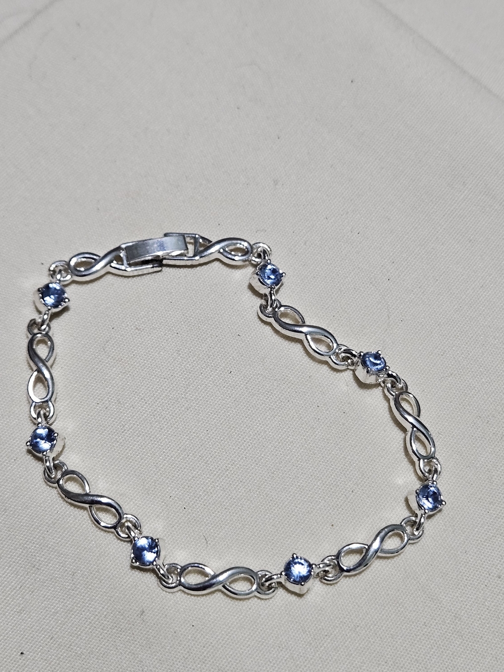 Sterling Silver Blue Crystal Infinity Chain Bracelet